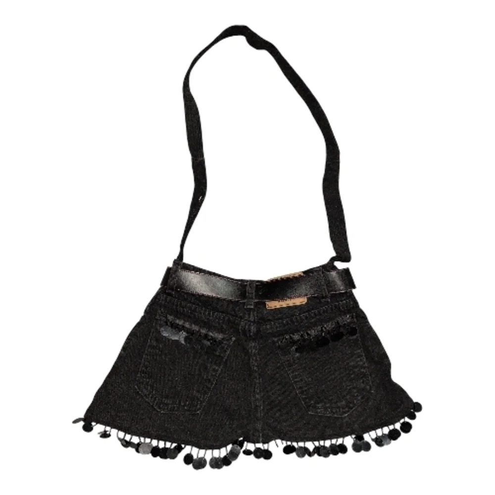 DIY Denim Shirt Shoulder/Crossbody Bag W/ Belt & Sequin Fringe